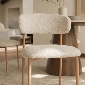 Set de 2 scaune BELLANO, material texturat bej - Img 2