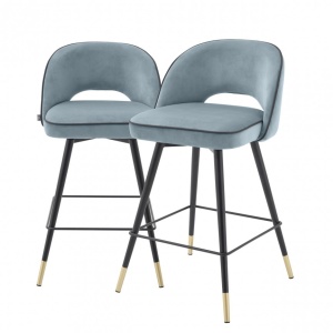 Set de 2 scaune de bar design modern Cliff, H-92,5cm albastru 114323 HZ