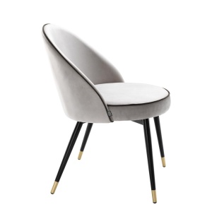 Set de 2 scaune elegante design LUX Cooper, catifea gri deschis 113124 HZ - Img 5