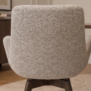 Set de 2 scaune pivotante, Lemn de stejar, textil boucle taupe BALTIC - Img 2