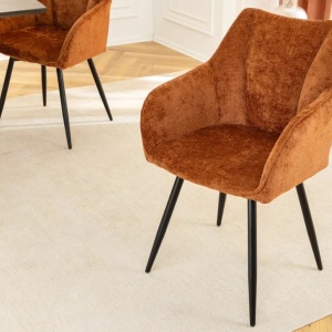 Set de 2 scaune pivotante, Metal Negru, Chenille Maro, AVIGNON A-46471 VC - Img 8