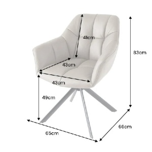 Set de 2 scaune pivotante PAPILLON piele taupe/ negru - Img 8