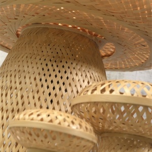 Set de 3 piese, lampa de masa cu 2 ciupercute decorative din bambus Palawan natur 90933 universul-luminii.ro