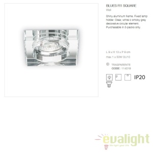 Set de 3 spoturi incastrabile BLUES FI1 SQUARE TRASPARENTE 114019 - Img 2