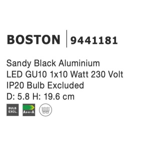 Spot aplicat ajustabil design modern BOSTON negru 191153 universul-luminii.ro