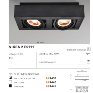 Spot aplicat directionabil de tavan/plafon NIKEA 2 ES111 negru 97713 universul-luminii.ro