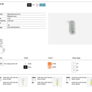 Spot aplicat LED 2700K IP65 PUK 58 negru - Img 5