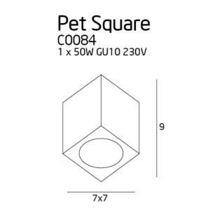 Spot aplicat modern, 1xGU10, Crom, Pet Square - Img 2
