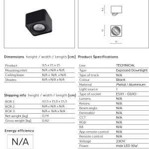 Spot aplicat PAOLA 1 230V BK - Img 2