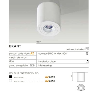 Spot aplicat tavan/plafon stil modern Brant 1 alb 71313 universul-luminii.ro