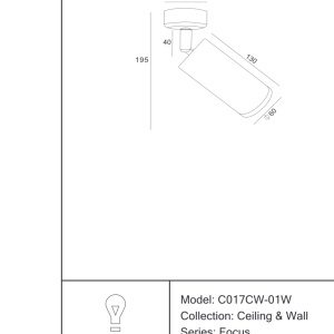 Spot directionabil aplicat de tavan/plafon Focus MYC017CW-01W - Img 4