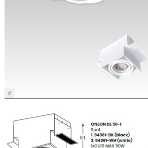 Spot incastrabil modern Oneon DL 50-1 negru 92493 universul-luminii.ro