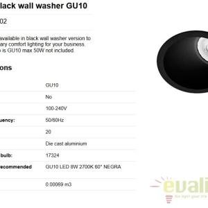 Spot incastrabil modern Wall washer negru 02100602 68353 universul-luminii.ro