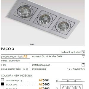 Spot incastrat tavan/plafon PACO 3 negru 70583 universul-luminii.ro
