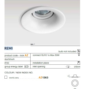 Spot incastrat tavan/plafon REMI alb 70743 universul-luminii.ro