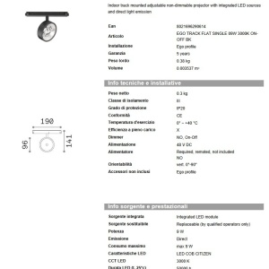 Spot LED, accesoriu pentru sina magnetica Ego flat 09w 3000k on-off 141413 universul-luminii.ro