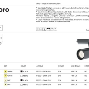 Spot LED, accesoriu pentru sinele monofazate Unity, Vuoro alb 219643 universul-luminii.ro