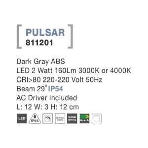 Spot LED ambiental de exterior IP54 PULSAR NVL-811201 79653 universul-luminii.ro