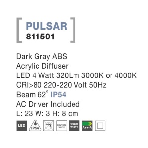 Spot LED ambiental de exterior IP54 PULSAR NVL-811501 79633 universul-luminii.ro