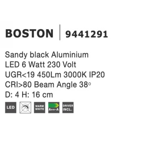Spot LED aplicat ajustabil design modern BOSTON negru 191163 universul-luminii.ro