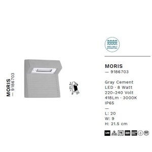 Spot LED aplicat iluminat scari exterior din beton IP65 MORIS 236633 universul-luminii.ro