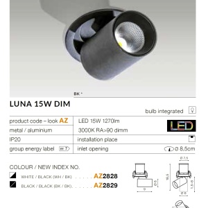 Spot LED dimabil incastrabil, directionabil pentru tavan/plafon LUNA negru 67313 universul-luminii.ro