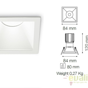 Spot LED incastrabil design modern GAME FI1 SQUARE alb / alb 192376 - Img 5