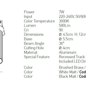 Spot LED incastrabil, directionabil design modern Yone 36 alb - Img 2