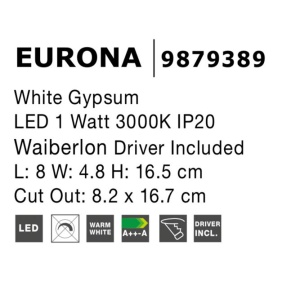 Spot LED incastrabil ideal pentru iluminat scara sau hol EURONA, 8x16,5cm NVL-9879389 81493 universul-luminii.ro