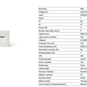 Spot LED incastrabil iluminat ambiental IP65 MANI alb - Img 5