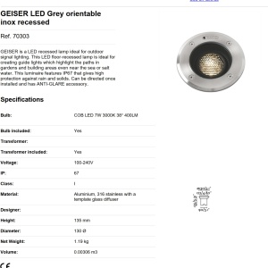 Spot LED orientabil / incastrabil de exterior pentru pavaj 13cm GEISER 7W 84863 universul-luminii.ro