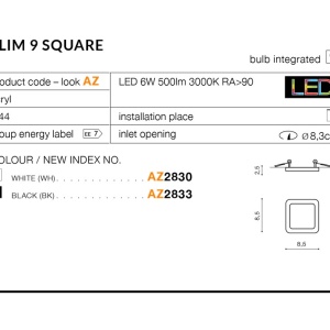 Spot LED pentru baie incastrat IP44 Slim 9 square 3000K negru 71103 universul-luminii.ro