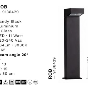 Stalp exterior H-50cm LED IP54 Rob 251253 universul-luminii.ro