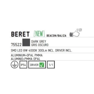 Stalp exterior IP54, LED H-50cm Beret 75522 55373 universul-luminii.ro