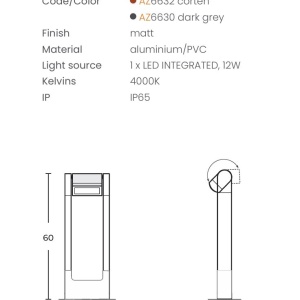 Stalp exterior IP65 FRAME 60cm 4000K gri inchis - Img 3