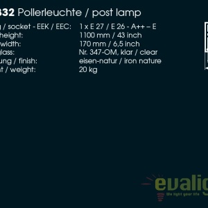 Stalp iluminat exterior din fier forjat, inaltime 110cm, AL 6832 55563 universul-luminii.ro