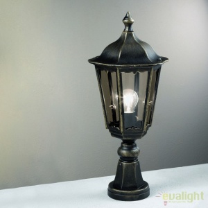 Stalp iluminat exterior stil clasic IP43 H45 Puchberg AL 11K/82503 schwarz-gold/rauch OR 46873 universul-luminii.ro