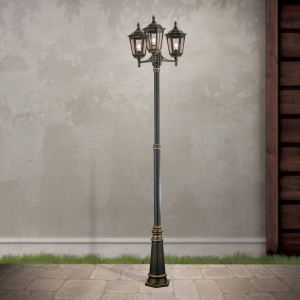 Stalp iluminat exterior stil clasic IP43 HP255 Puchberg AL 11K/82579 schwarz-gold/rauch OR 631273 universul-luminii.ro