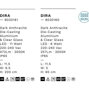 Stalp LED exterior din aluminiu antracit IP65 Dira H-65cm 251373 universul-luminii.ro
