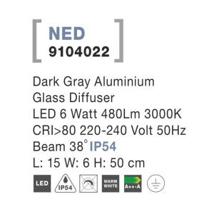 Stalp LED iluminat ambiental de exterior IP54 NED gri H-50cm NVL-9104022 79093 universul-luminii.ro