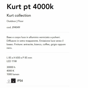 Stalp LED iluminat exterior, IP54 Kurt pt 4000k alb 56503 universul-luminii.ro