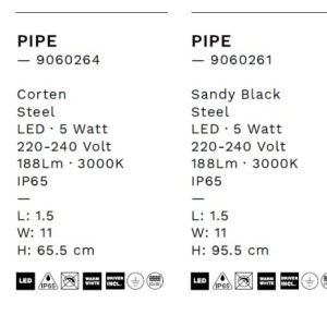 Stalp LED iluminat exterior modern IP65 PIPE H-65,5cm negru 238353 universul-luminii.ro