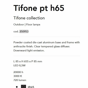 Stalp LED modern de iluminat exterior ambiental Tifone pt h65 93373 universul-luminii.ro