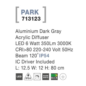 Stalp LED pentru iluminat exterior IP54 PARK I NVL-713123 79153 universul-luminii.ro