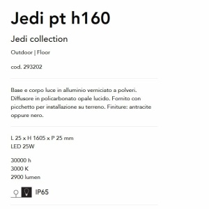 Stalp LED slim pentru iluminat exterior, IP65 Jedi pt h160 negru 55823 universul-luminii.ro