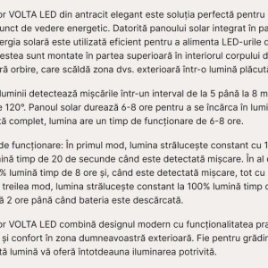 Stalp LED solar iluminat exterior cu senzor de miscare IP65 VOLTA 235863 universul-luminii.ro