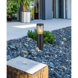Stalp mic pentru exterior design modern IP44 Xeloo negru, fumuriu 134813 universul-luminii.ro