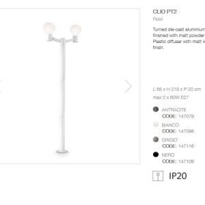 Stalp modern de exterior cu protectie IP44 CLIO PT2 alb 147086 54563 universul-luminii.ro