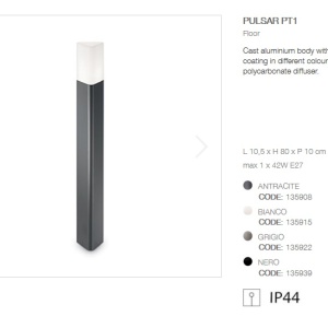 Stalp modern de exterior cu protectie IP44 PULSAR PT1 ANTRACITE 135908 51243 universul-luminii.ro