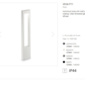 Stalp modern de exterior cu protectie IP44 VEGA PT1 alb 136035 51523 universul-luminii.ro
